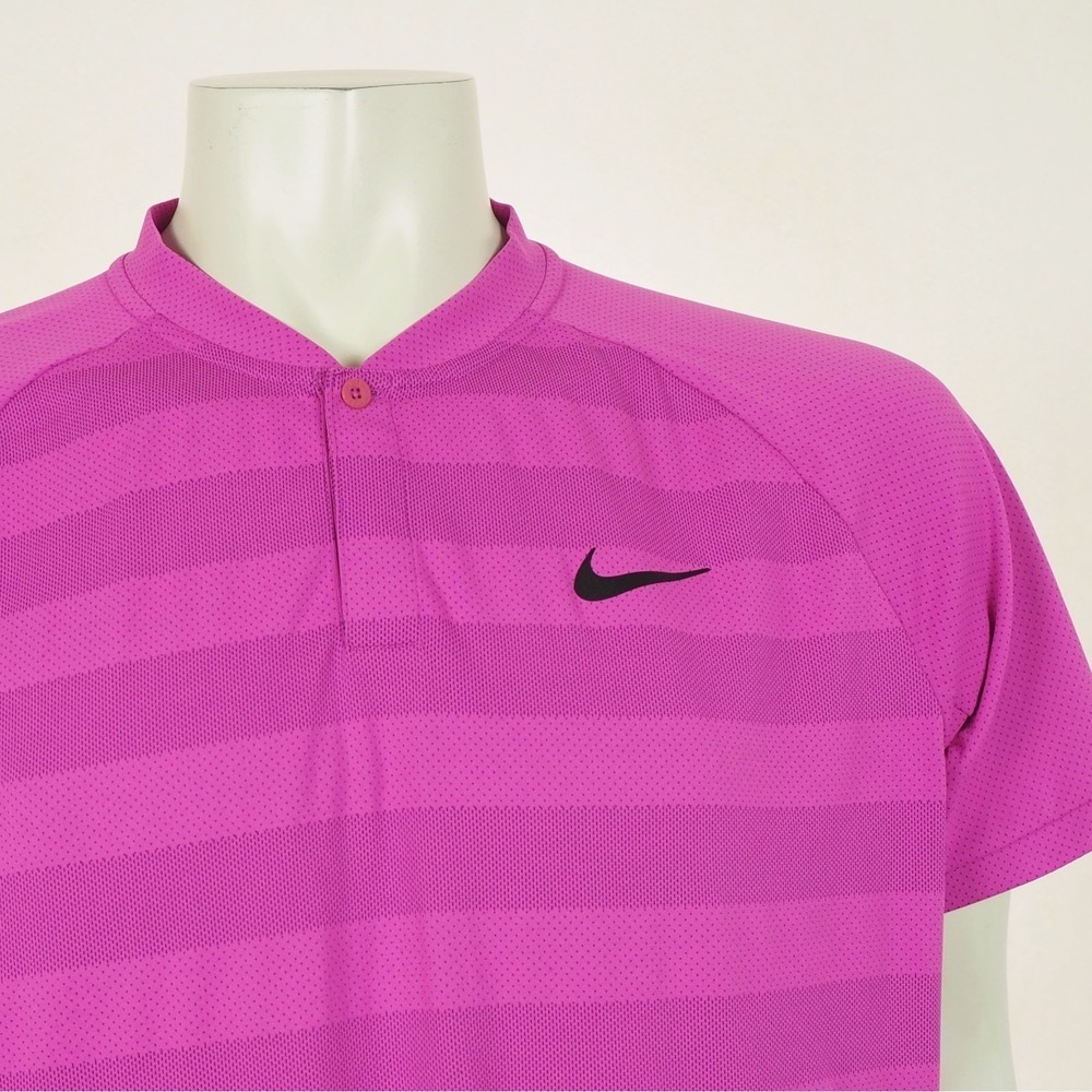 Nike Golf Zonal Cooling Blade Collar Polo Shirt Mens XL Pink Striped Momentum - Picture 2 of 4